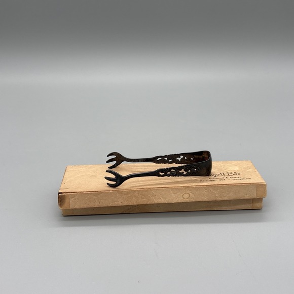 Vintage Norway 830S Silver Brødrene Lohne Sugar Claw Tongs Dobbel Rokokko Box - Picture 2 of 12